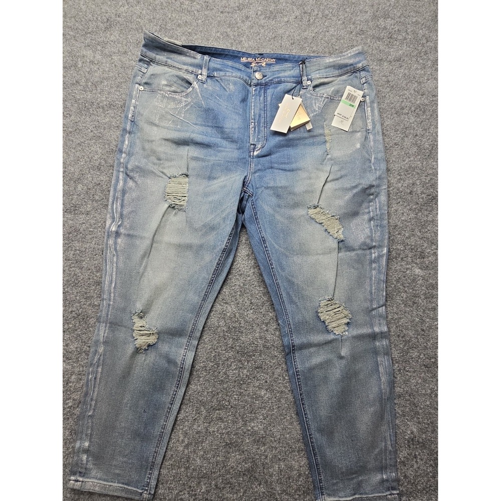 Seven 7 Jeans Melissa McCarthy Plus 26W (46x28) Pencil  Slimming Silver Paint